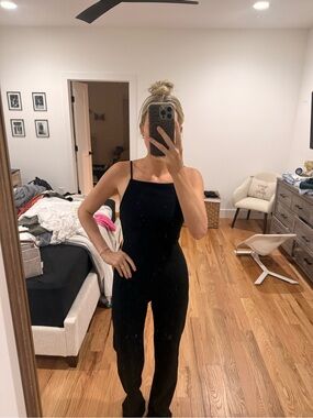 Blue Blush Black Slim-Strap Jumpsuit